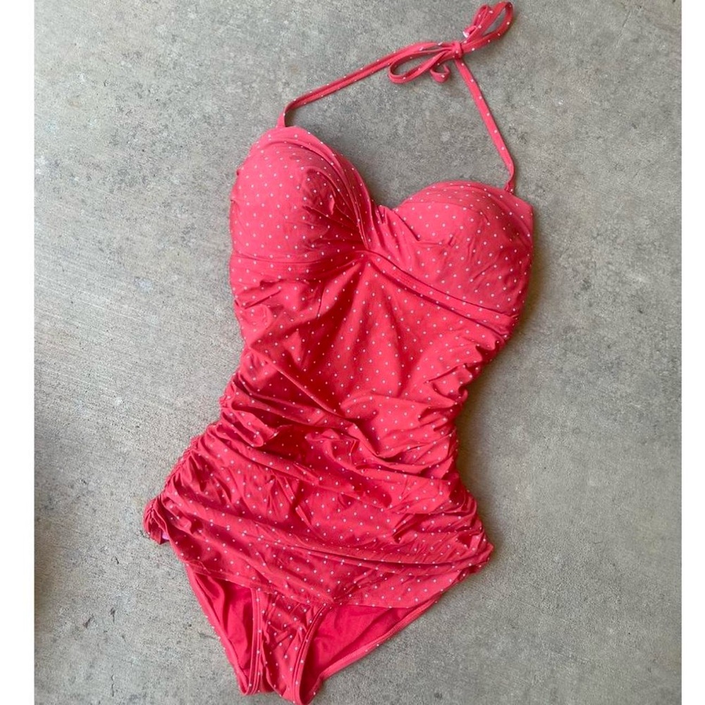 Stylish Red Polka Dot One Piece Swimsuit